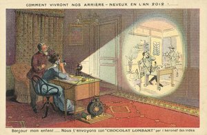 Hvordan folk vil leve i 2012 (farge litho) av French School