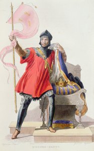 Hugues I Capet (941-996), konge av Frankrike, fra Le Plutarque Francais av E.Mennechet, 1835 (fargegravering) av French School