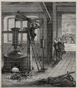 Humphrey Potter, med ansvar for å åpne og lukke ventilene til Thomas Newcomens maskin, fikk den til å fungere uten hjelp ved å plassere tau og butees riktig for å åpne og lukke ventilene av French School
