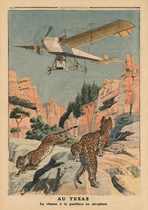 Jakt på pantere fra et fly i Texas, illustrasjon fra 