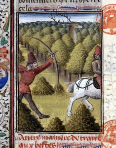 Jaktscene i The Hunting Book of Gaston Phoebus, greve av Foix, Lord of Béarn. 1300-tallet av French School