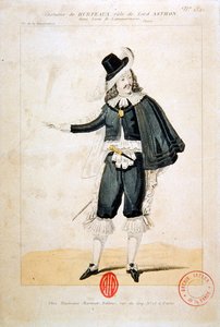 Hurteaux i rollen som Lord Enrico Ashton, i operaen Lucie de Lammermoor, av Gaetano Donizetti (1797-1848) (fargegravering) av French School
