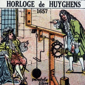 Huyghens klokke 1657 (fri pendel) - gravering, deb. Det 20. århundre av French School