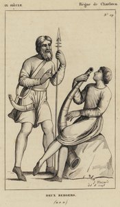 IX Century, Reign of Charles II, Two Shepherds (gravering) av French School