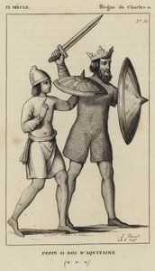 IX Century, Reign of Charles II, Pepin II, King of Aquitaine (gravering) av French School