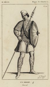 IX Century, Reign of Charles II, A Soldier (gravering) av French School