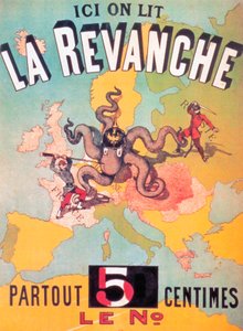 Her leser vi La Revanche overalt 5 centimes tallet, 1886 av French School