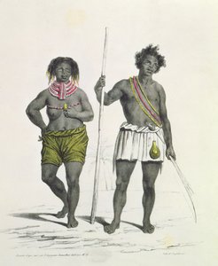 Avgudsdyrkende svart fra kongeriket Benguela, Angola, gravert av Godefroy Engelmann (1788-1839) av French School