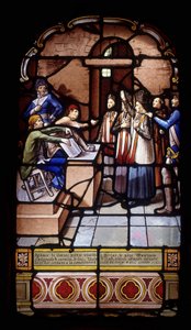 Ignace the Garrec, vikarprest i Kerlaz, far Maximin Chelgoualch, Capuchin, Le Gac, Alain Le Floch, flyktningprester, nekter å avlegge ed til presteskapets sivile konsitusjon og blir arrestert av French School