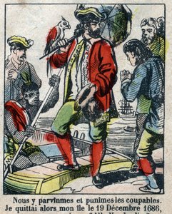 Illustrasjon For boken til Daniel Defoe (De foe) "" Robinson Crusoe"". Epinal avbildning fra slutten av 1800-tallet. av French School