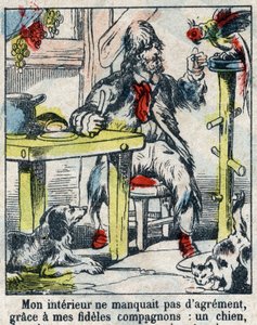 Illustrasjon For boken til Daniel Defoe (De foe) "" Robinson Crusoe"". Epinal avbildning fra slutten av 1800-tallet. av French School