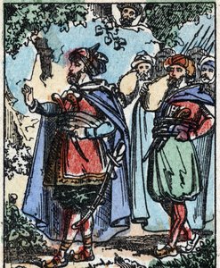 Illustrasjon til fortellingene om de tusen og en natt. Ali-Baba (Ali Baba).Tregravering fra Imaging Pellerin - Epinal, sd. Sent på 1800-tallet. av French School