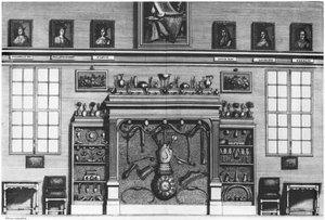 Illustrasjon fra Cabinet de la Bibliotheque Sainte-Genevieve av pastor Pere Claude Du Molinet (1620-87) 1692 av French School