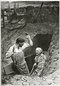 Illustrasjon fra Les Misérables, 1800-tallet (bw gravering) av French School