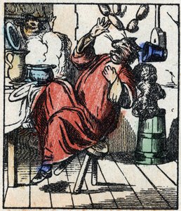 Illustration of the tale “” Raminagrobis and the mice “” Wood engraving from Imaging Pellerin - Epinal, sd. Late 19th century. av French School