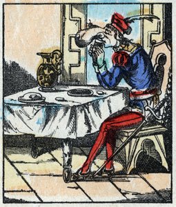 Illustration of the tale “The Adventures of Grand Flandrin”” Wood engraving from Imaging Pellerin - Epinal, sd. Late 19th century. av French School