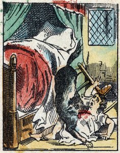 Illustration of the tale “The Little Red Riding Hood”” by Charles Perrault. Wood engraving from Imaging Pellerin - Epinal, sd. Late 19th century. av French School