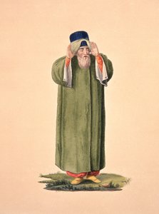 Imam Calling to Prayer, sannsynligvis etter Cousinery, osmansk periode, tredje kvartal av 1700-tallet (wc på papir) av French School