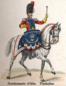 Imperial Guard Napoleon I: Elite Gendarmerie - Timbalier. Tallerken fra boken Les Uniforms de l