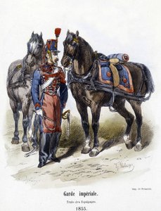 Imperial Guard: tog av mannskaper i 1855 - i "" Histoire de l'Armee"" av A. Barbier av French School