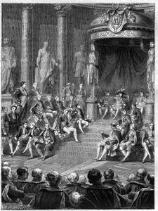 Imperiale seance i senatet: tale av Napoleon om grunnloven av det nye riket Italia i 1805 - i "Histoire de l