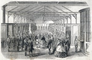 Imponer Eugenie og Imperial Prince besøker Bank of France, 23. juni 1866 - - gravering i Le MONDE Illustrous DU 07/07/1866 av French School