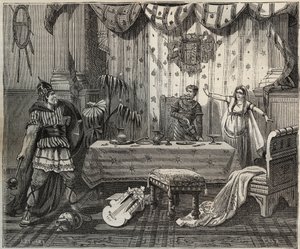 I 978 gikk Lothaire (941-986), kongen av frankene (Lothair) inn i palasset til Otto II av Det hellige rike (955-983) og hans kone Theophano eller Theophanu eller Theophania Skleraina (655-991) i Aachen, men imperiale familie var i stand til å fange. illust av French School