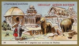 Foran de syv templene i området Madras (chromolitho) av French School