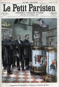 Inauguration of laboratories at the trade exchange: Mr Masson, president of the Chamber of Commerce of Paris, presents to Millerand Minister of Commerce the new premises for the condition of bristles and wools and the laboratory for paper testing. (Weighin av French School