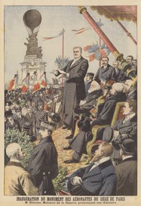 Innvielse av monumentet til aeronautene fra Siege de Paris (farge litho) av French School