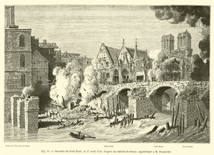 Fire of the Petit-Pont, 27. april 1718; fra en datidens tabell, tilhørende M Bonnardot av French School