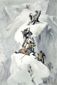 Hendelse før du når Grands Mulets i Chamonix-dalen av French School