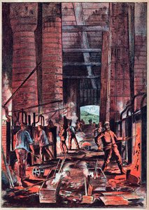 Industrial Revolution - Puddling furnace - Puddler Ovens (Puddlage) - Engraving in “” Sciences made available to all - Popular physics and chemistry” by Alexis Clerc - End 19th century - Private collection av French School
