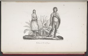 Innbyggere på Påskeøya, fra A Picturesque Voyage Round the World, med portretter av villmenn fra Amerika, Asia, Afrika og øyene i det store hav; landskap, havutsikt og flere naturhistoriske gjenstander; ledsaget av d av French School