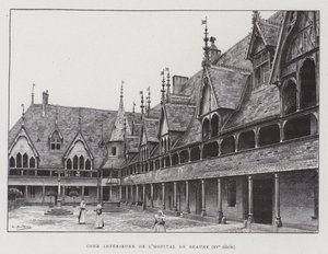 Den indre gårdsplassen til Hospices de Beaune av French School