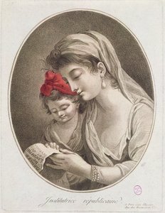 Instituttrice Republicaine. ca. 1789 (fargegravering) av French School