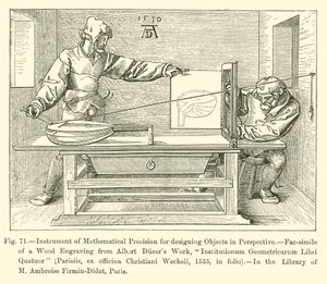 Instrument for matematisk presisjon for å designe objekter i perspektiv (gravering) av French School