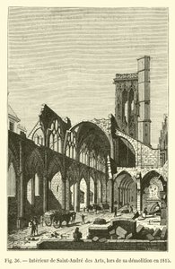 Interiør i Saint-Andre des Arts, under rivingen i 1815 av French School
