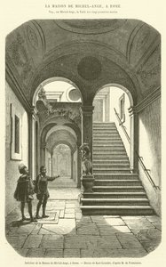 Interiør i Michelangelos hus, Roma (gravering) av French School