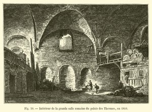 Interiør i den store romerske salen til Palais des Thermes, i 1810