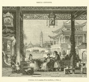 Interiør i huset til en mandarin i Beijing (gravering) av French School