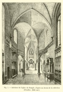 Interiør av tempelkirken; fra en tegning i dUxelles-samlingen, Bibl nat
