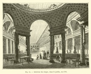 Interiør i sirkuset, i hagen, i 1791 av French School