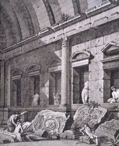 Interiør av Diana-tempelet, Nimes, fra Antiquities of France: Vol I, Monuments of Nimes