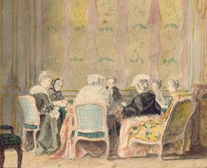 Interiør med damespillkort, 1770 (wc på papir)