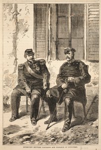 Intervju mellom Napoleon og Bismarck ved Doncherry, illustrasjon fra Cassells History of the War between France and Germany, 1870-1871 av French School