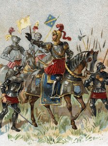 Italian Wars: Louis XII (1462-1515), King of France, at the Battle of Agnadel (Milan) in Italy on 14 May 1509. Chromolithography. av French School