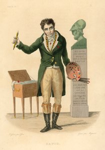 Jacques-Louis David (farget gravering) av French School