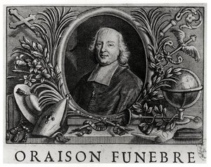 Jacques Benigne Bossuet (1627-1704), frontispice av Oraison Funebre av Bossuet av French School