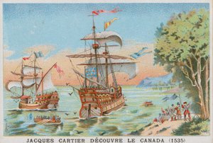 Jacques Cartier oppdager Canada, 1535 av French School
